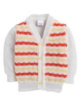 Little Angels Little Angels V-Neck Full Sleeves Striped Orange Cardigan, Pants, Cap & Socks Sweater Sets Candy Stripes Snuggle Set